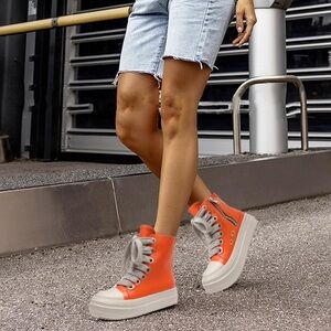 Chunky Lace Platform High Top Sneakers